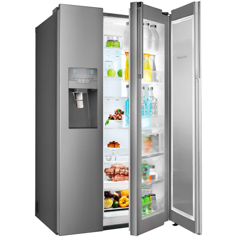 یخچال فریزر ساید اسنوا مدل SS-3035 نقره 35 فوت درب دوبل