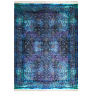 فرش ابریشم نما 12۰۰ شانه کد ۲۰۱۷۱۵ رنگ زمینه آبی بنفش