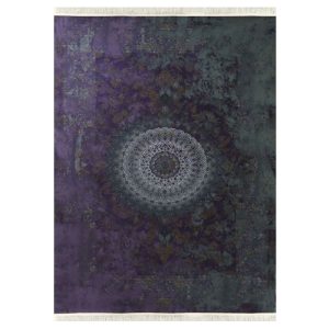 فرش ابریشم نما 1200 شانه کد 201755 رنگ زمینه بنفش