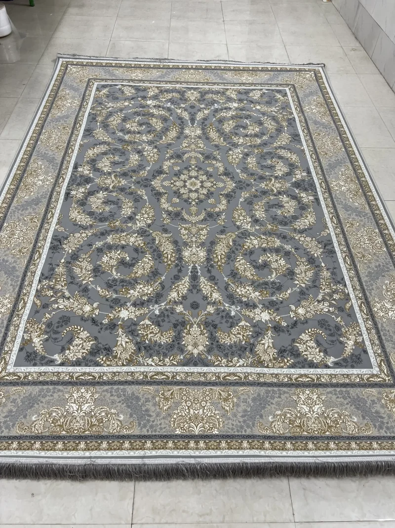 فرش 1200شانه اکرلیک خوشه طلا (زمینه طوسی)