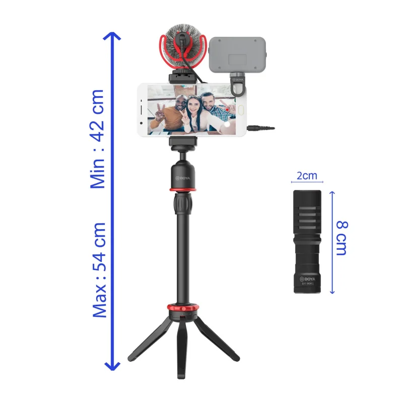 حداکثر و حداقل ارتفاع کیت ویدئویی بویا Boya BY-VG330 Video Kit
