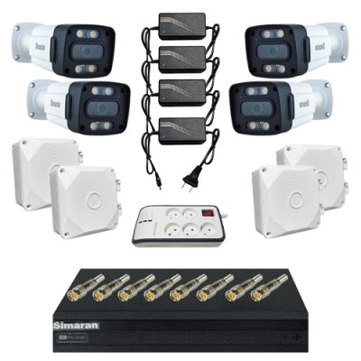 پکیج دوربین مداربسته 4 کانال 2 مگاپیکسل HD سیماران مدل HD4CH2MP-212749