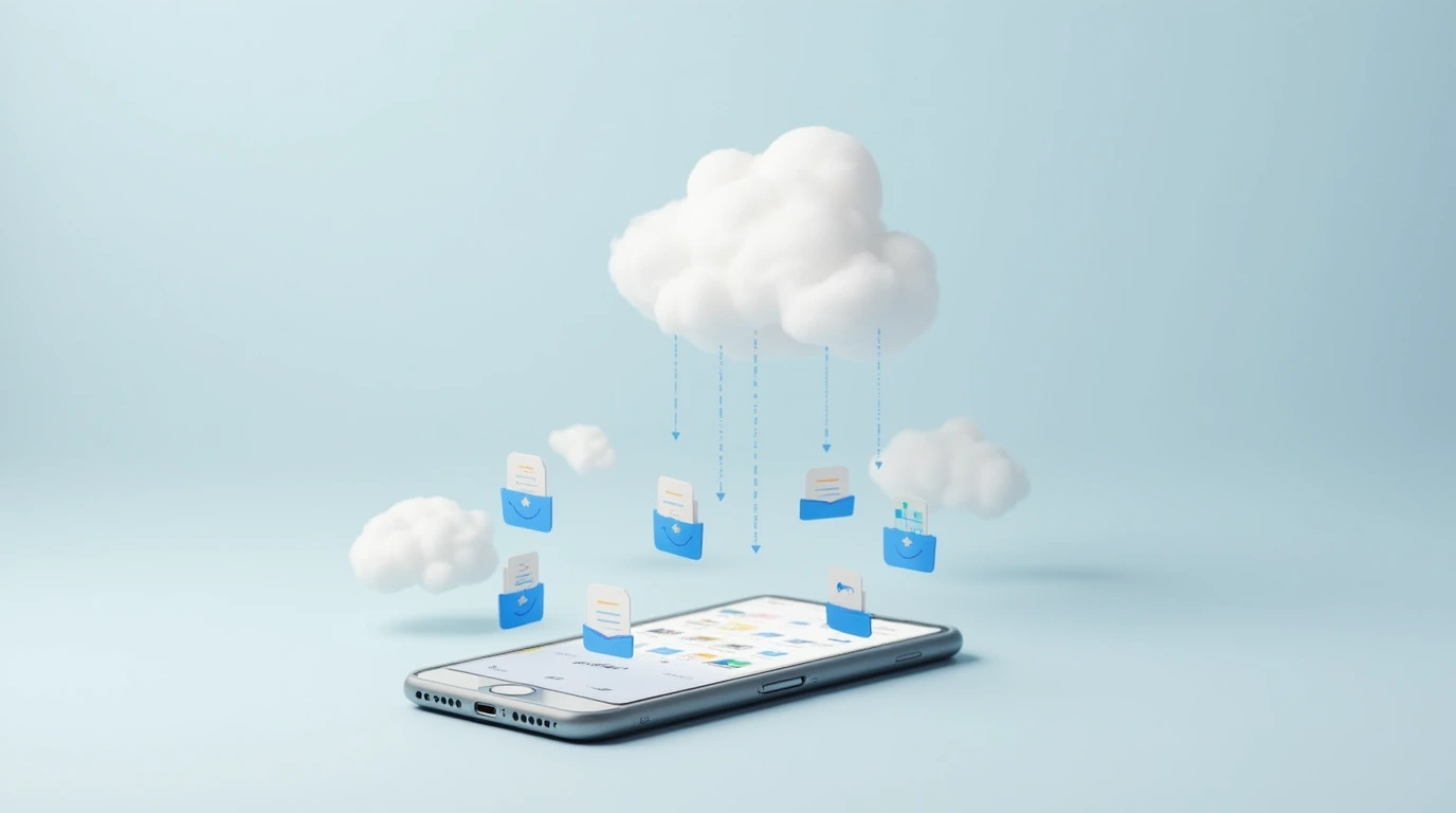تصویر iCloud Drive و یک ابر روی گوشی آیفون برای انتقال فایل به آیفون 