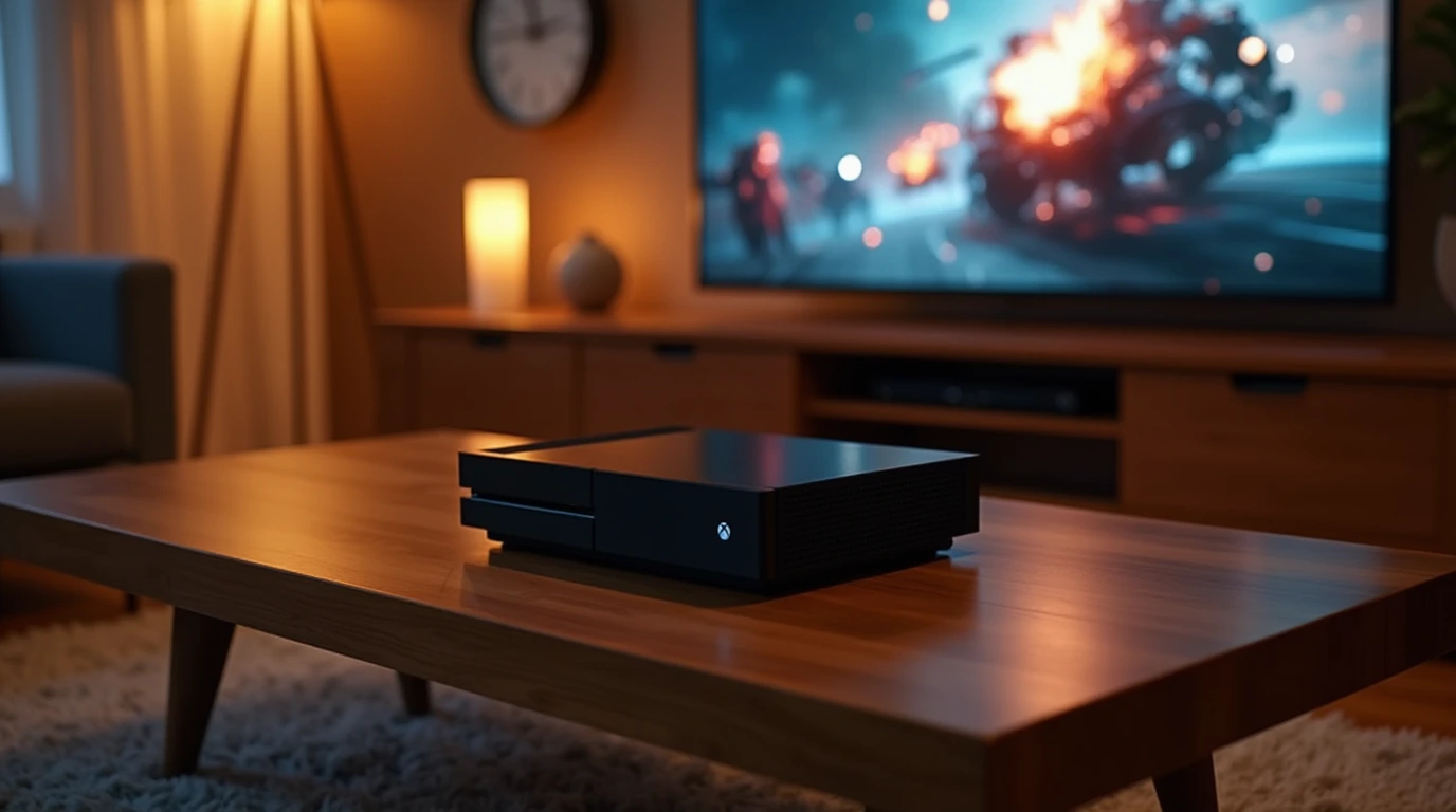 یک Xbox One روی یک میز در یک اتاق 