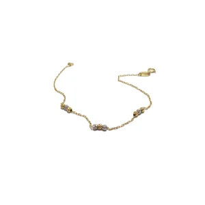 دستبند طلا ال برنادو سه گوی سفید رزگلد