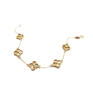 دستبند طلای طرح ونکلیف تراش پنج گل