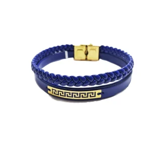 دستبند چرم پلاک طلا طرح کهن