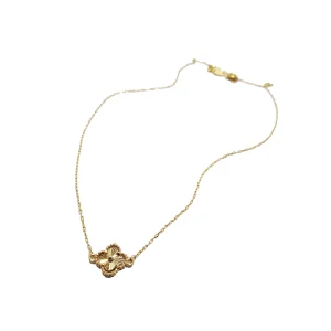 گردنبند طلای طرح ونکلیف تراش تک گل