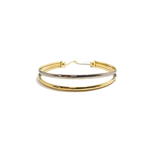 دستبند طلا دو ردیف سفید و طلایی بهناز