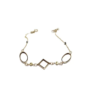 دستبند طلا مینیمال طرح لوزی بیضی