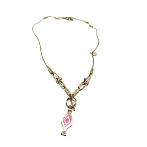 گردنبند طلا ماهی مینا صورتی