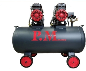 کمپرسور 100 لیتری سایلنت 2 موتوره 4 سیلندر 3000 وات پی ام TM100