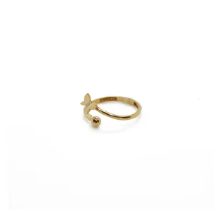 انگشتر طلا مینیمال طرح پروانه و گوی