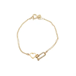 دستبند طلا سری ترکیبی طرح تیفانی دل (کم اجرت)