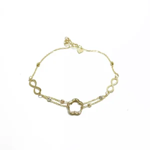 دستبند طلا سری هانا طرح گل و اینفینیتی