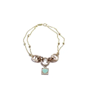 دستبند طلای فانتزی نسیم طرح قلب آبی