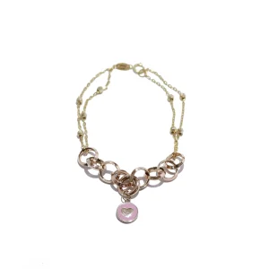 دستبند طلای فانتزی نسیم طرح قلب صورتی