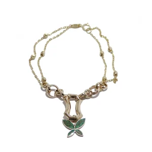 دستبند طلای فانتزی نسیم طرح پروانه سبز