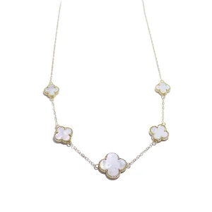 گردنبند طلا ونکلیف پنج گل با سنگ صدفی