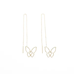 گوشواره طلا بخیه ای سری دلبر طرح پروانه آپریل