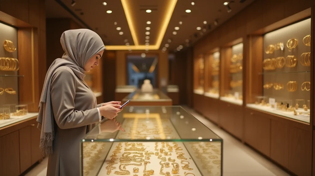 تصویر یاز خانمی درحال خرید کم اجرت ترین طلا