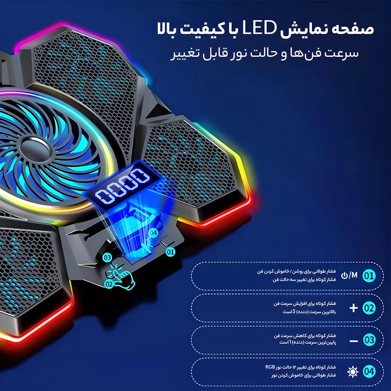 پایه خنک کننده لپ‌تاپ کول کلد مدل F13 RGB