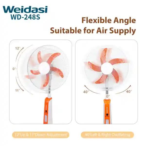 فن پایه شارژی 18 اینچی با پنکه برقی پایه LED نور SMD با پنل خورشیدی 10 وات