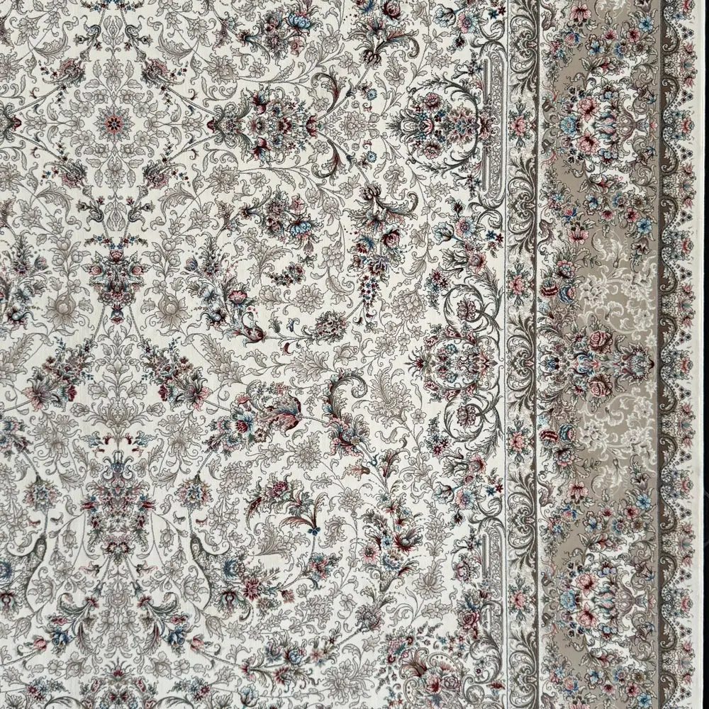 فرش 1200 شانه اکرلیک طرح گلسار زمینه کرم