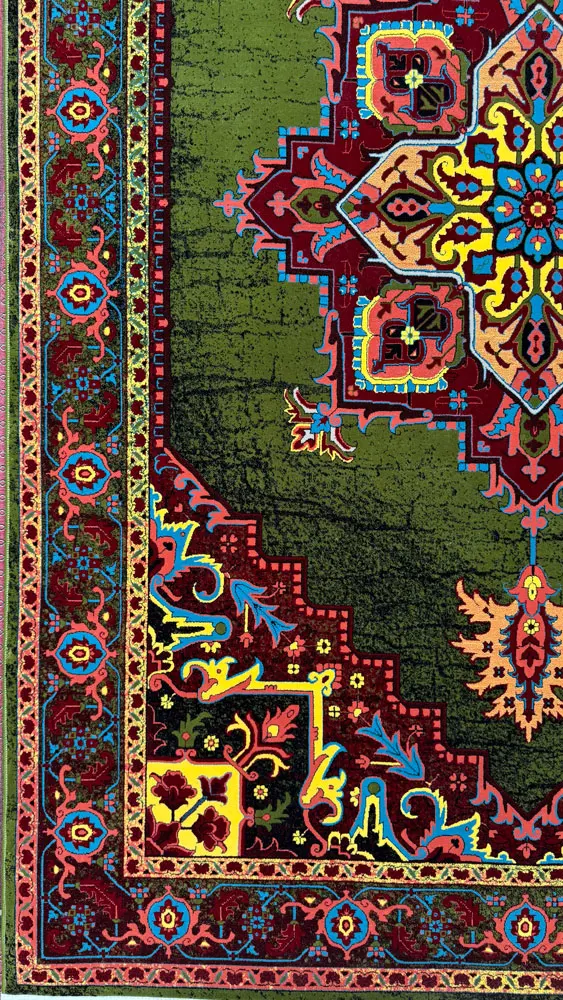 فرش 700 شانه اکرلیک طرح هریس زمینه سبز