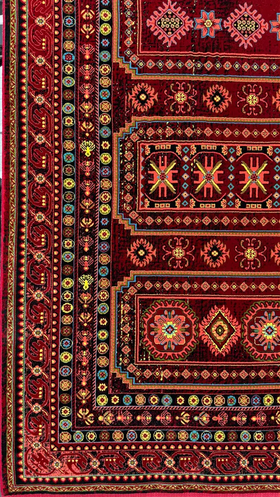 فرش 700 شانه اکرلیک طرح صحرا زمینه لاکی