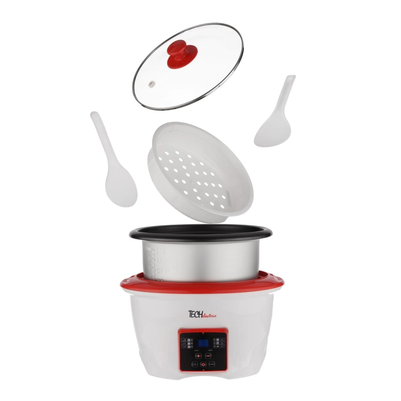 تک الکتریک پلوپز 700 وات 8 نفره سفید قرمز MC1108-18WR