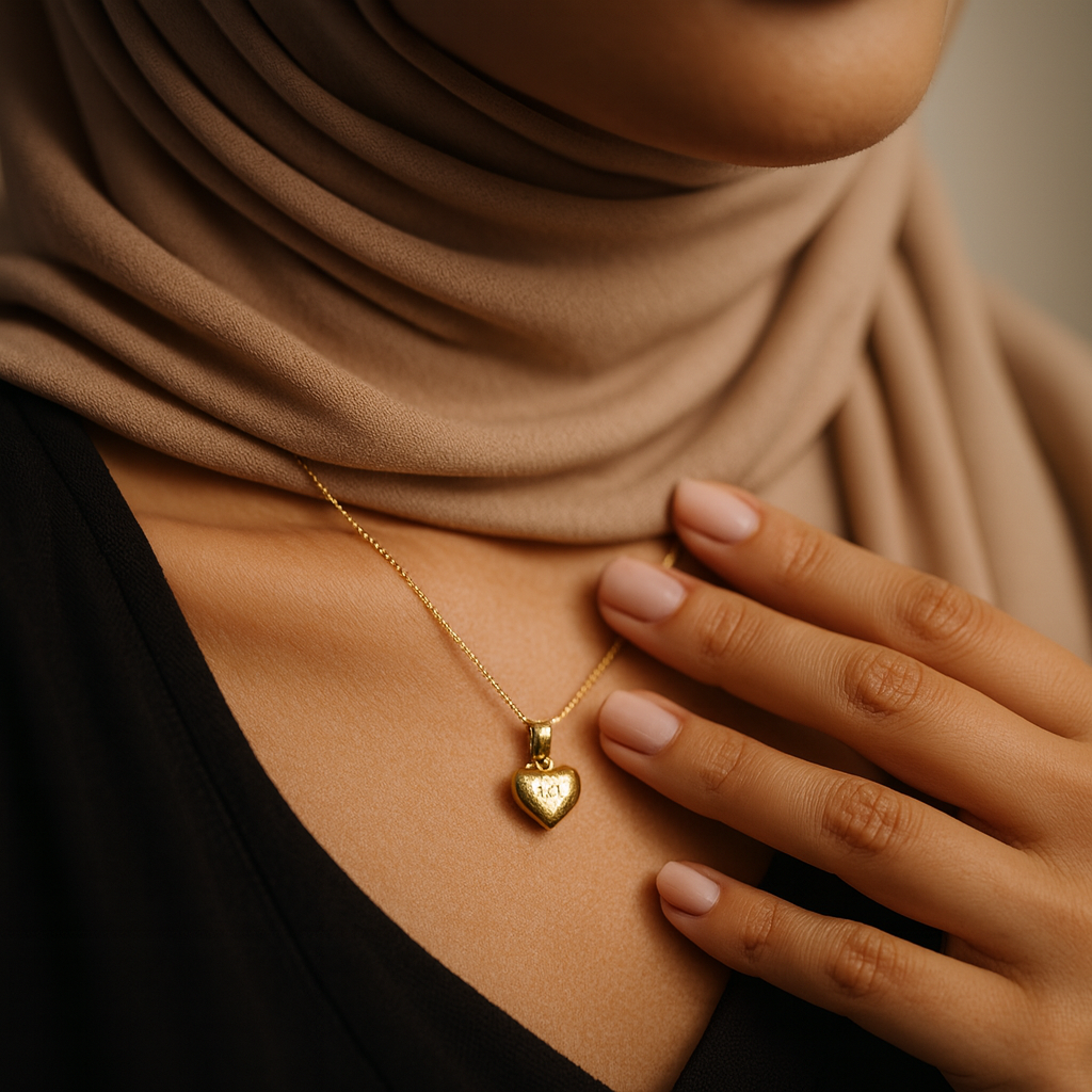 پلاک گردنی طلا مینیمالیست طرح قلب توپر