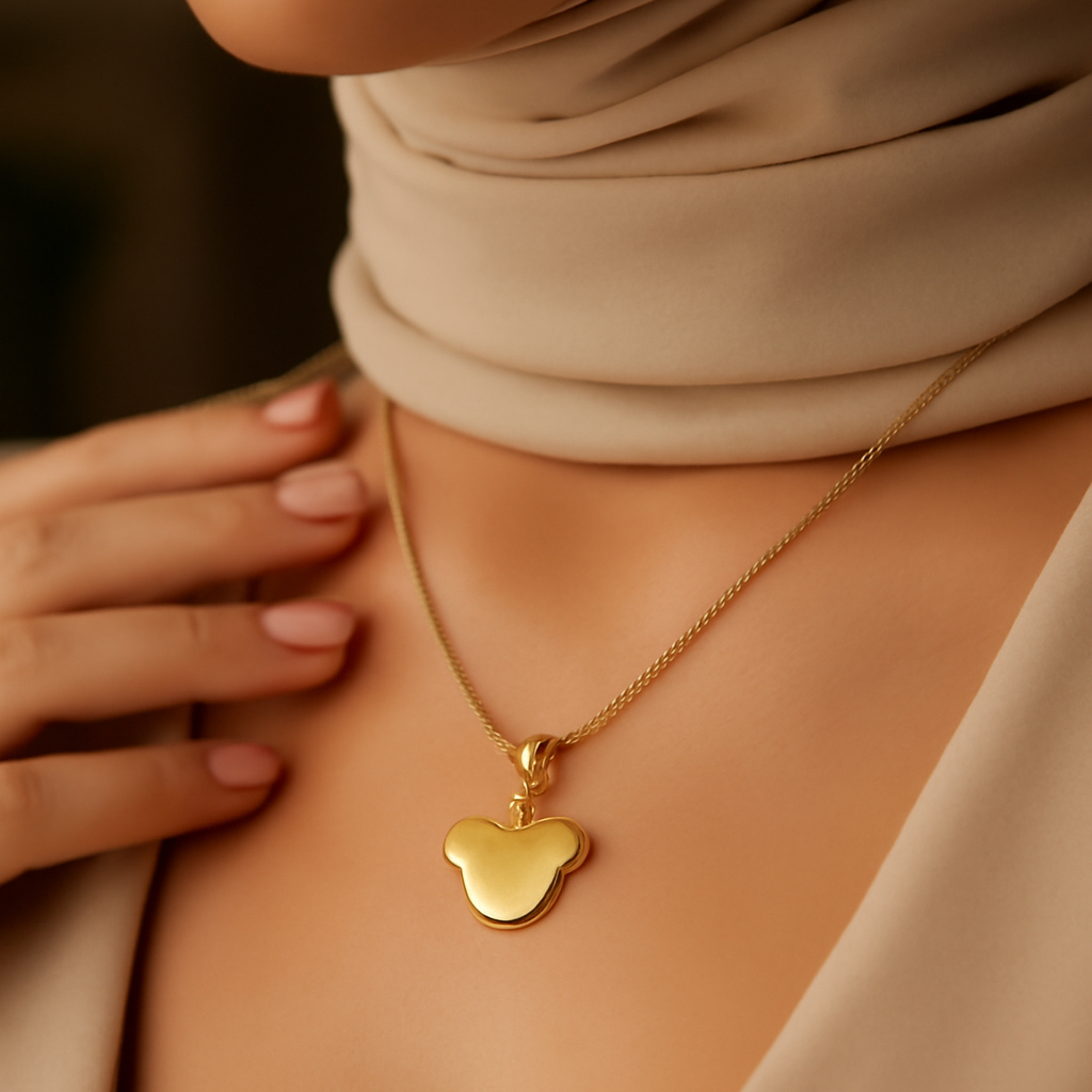 پلاک گردنی طلا مینیمالیست طرح میکی موس