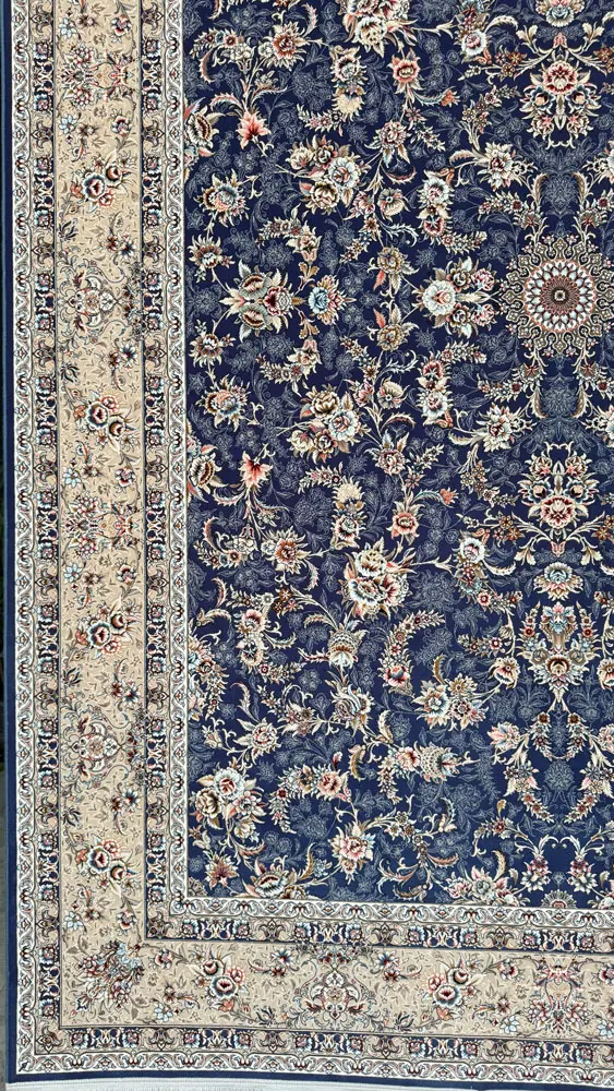 فرش 1200 شانه اکرلیک طرح آوا زمینه آبی