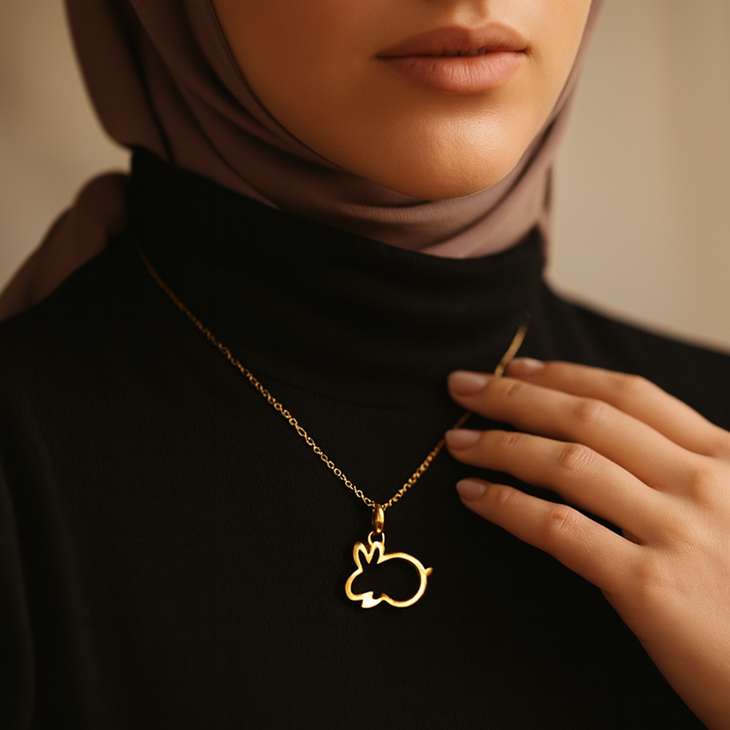 پلاک گردنی طلا مینیمالیست طرح خرگوش