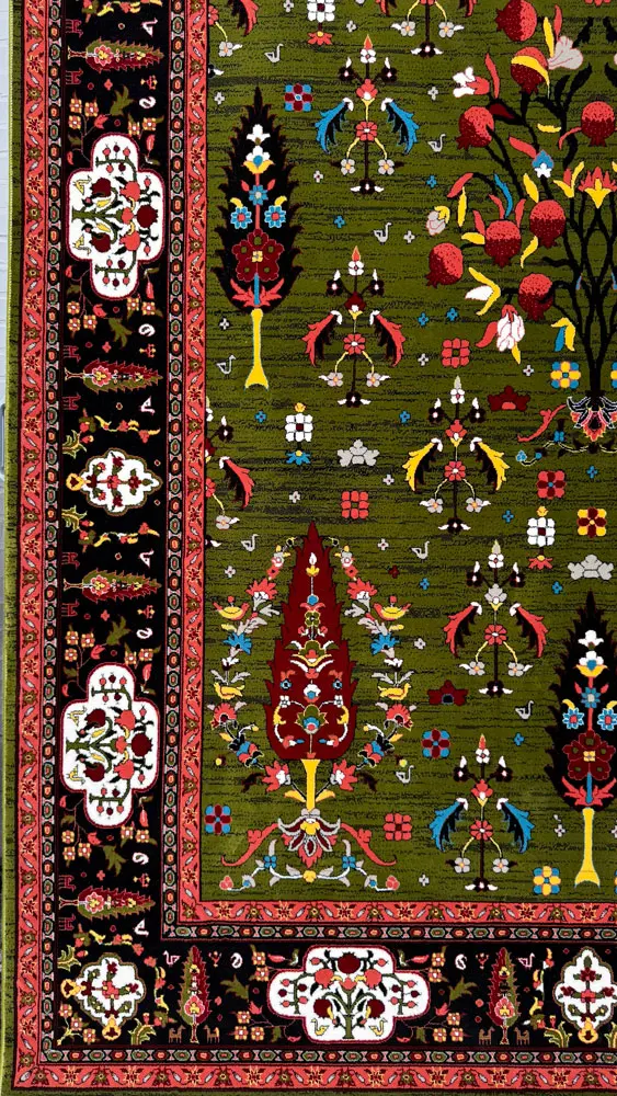 فرش 700 شانه اکرلیک طرح بیتا زمینه سبز