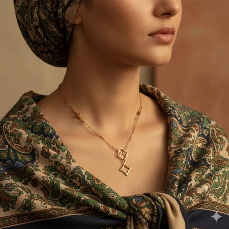 گردنبند طلا مینیمال سری فشن طرح ترنم