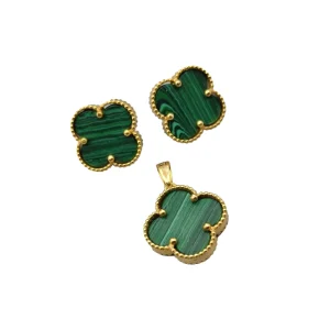 نیم ست طلا ونکلیف سنگ سبز