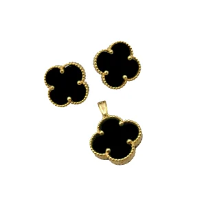 نیم ست طلا ونکلیف سنگ مشکی