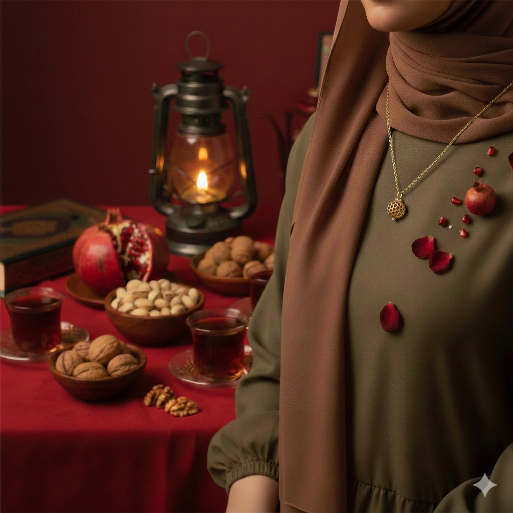 پلاک آویز طلا انار طرح ترنج