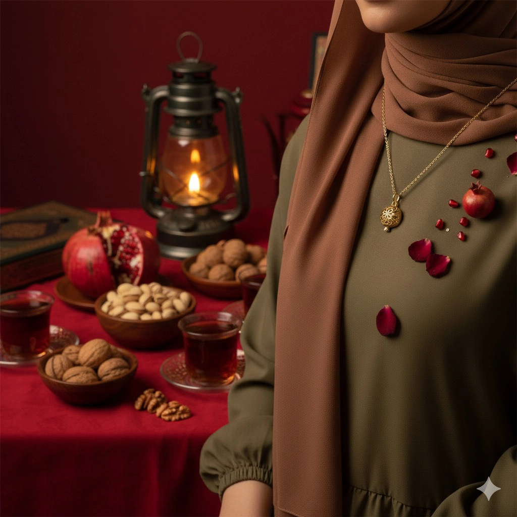 پلاک آویز طلا انار طرح خاتون