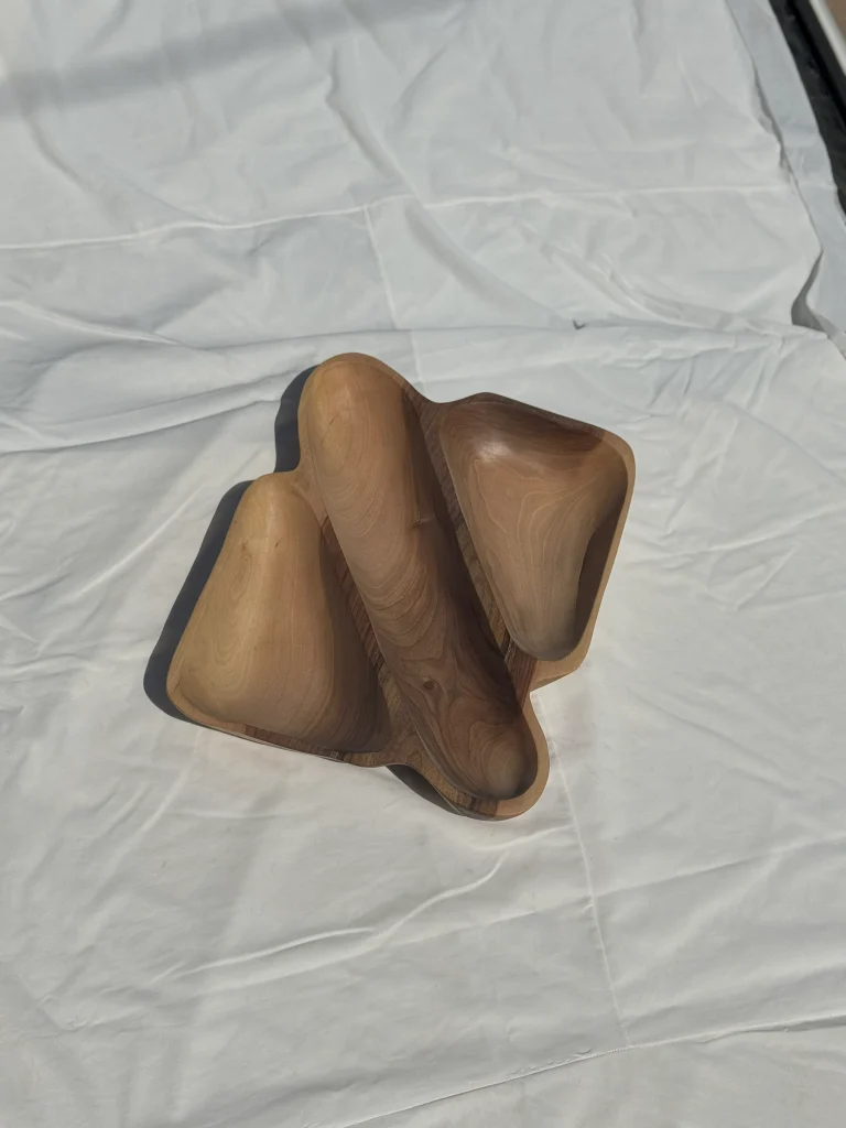 مزه خوری سه خانه چوبی دست ساز کیو وود کد 3013 چوب گردو طبیعی