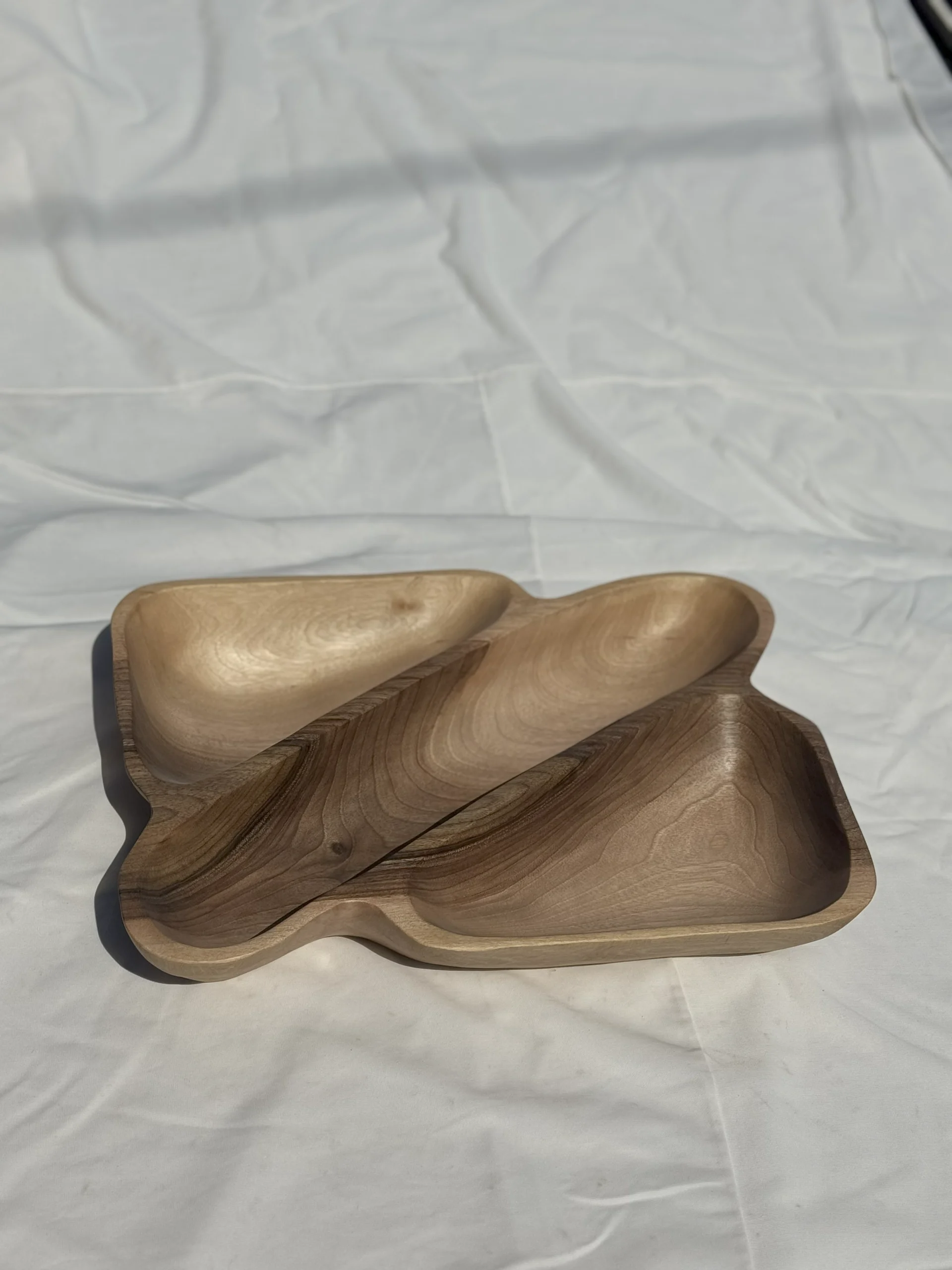 مزه خوری سه خانه چوبی دست ساز کیو وود کد 3013 چوب گردو طبیعی