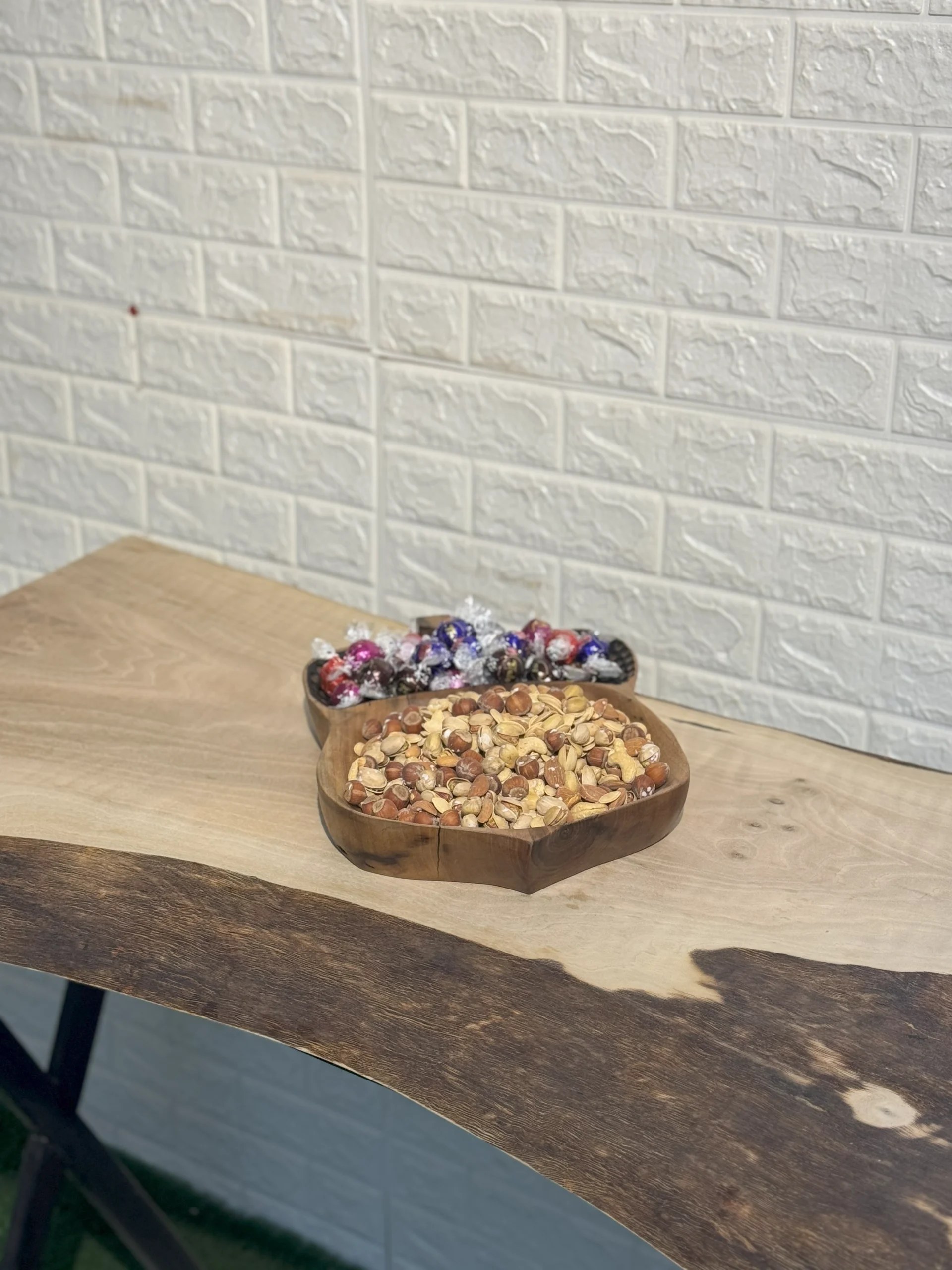 میوه خوری چوبی دست ساز طرح بلوط کیو وود کد 3012 چوب گردو طبیعی