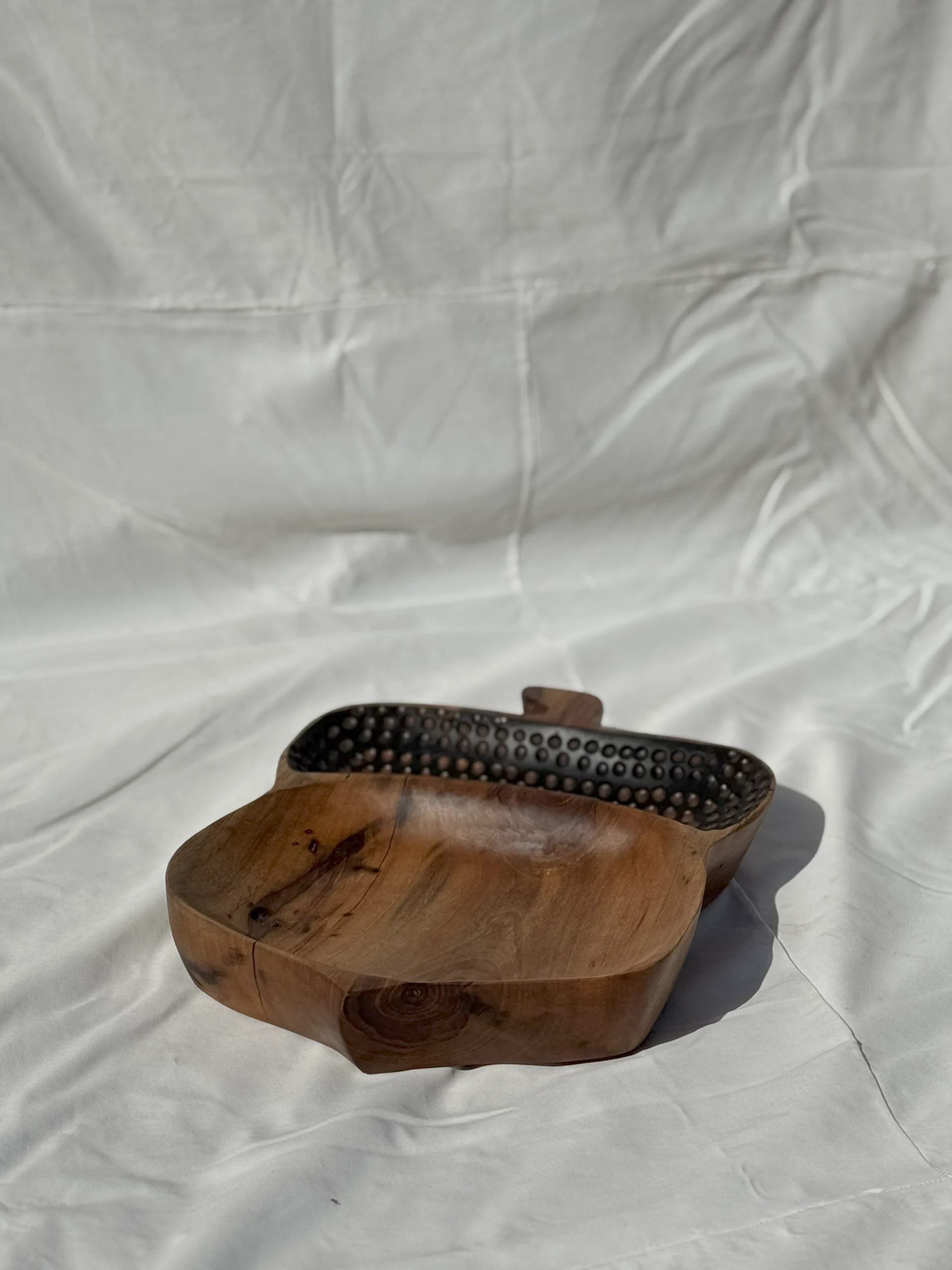 میوه خوری چوبی دست ساز طرح بلوط کیو وود کد 3012 چوب گردو طبیعی