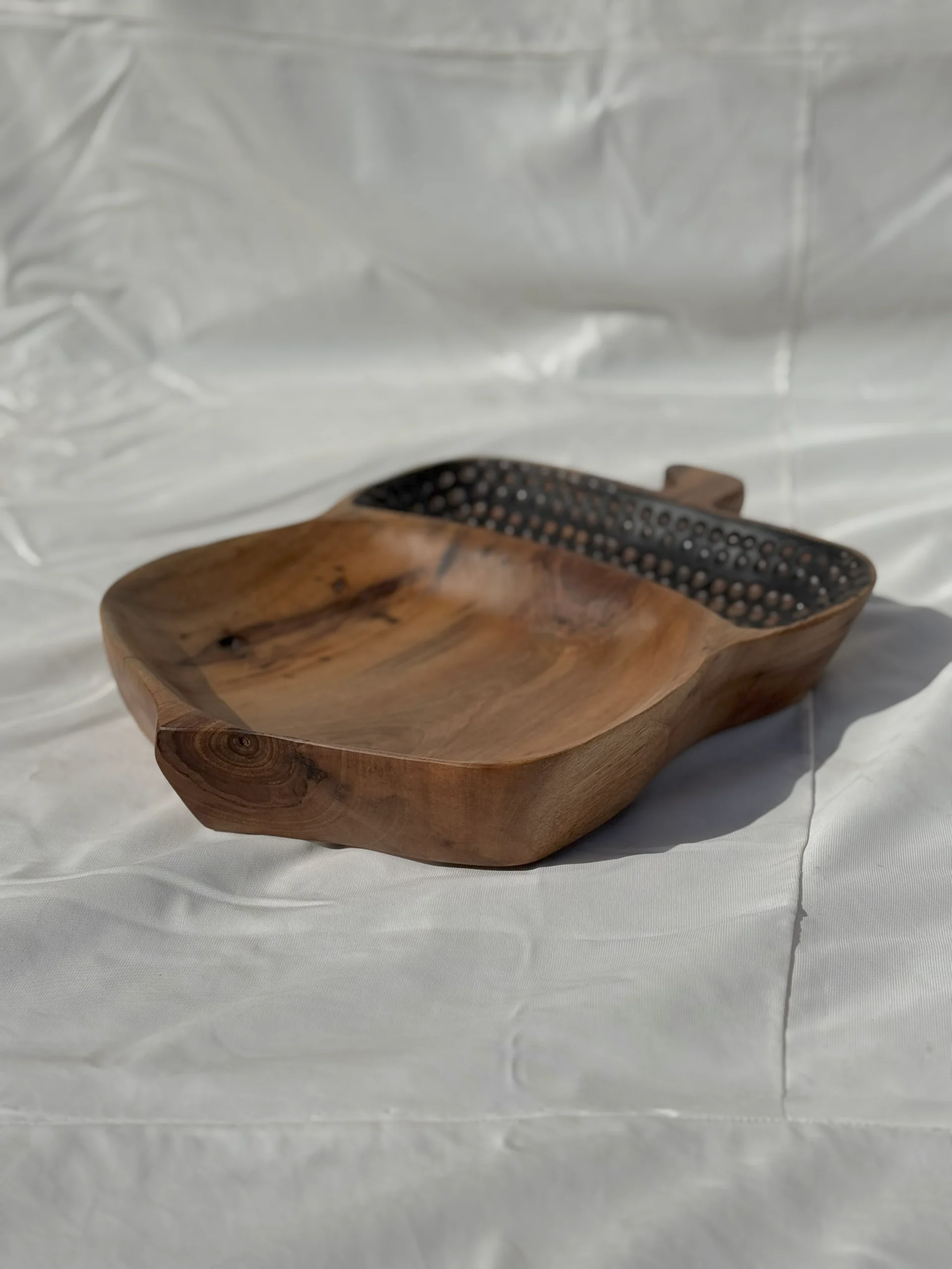 میوه خوری چوبی دست ساز طرح بلوط کیو وود کد 3012 چوب گردو طبیعی