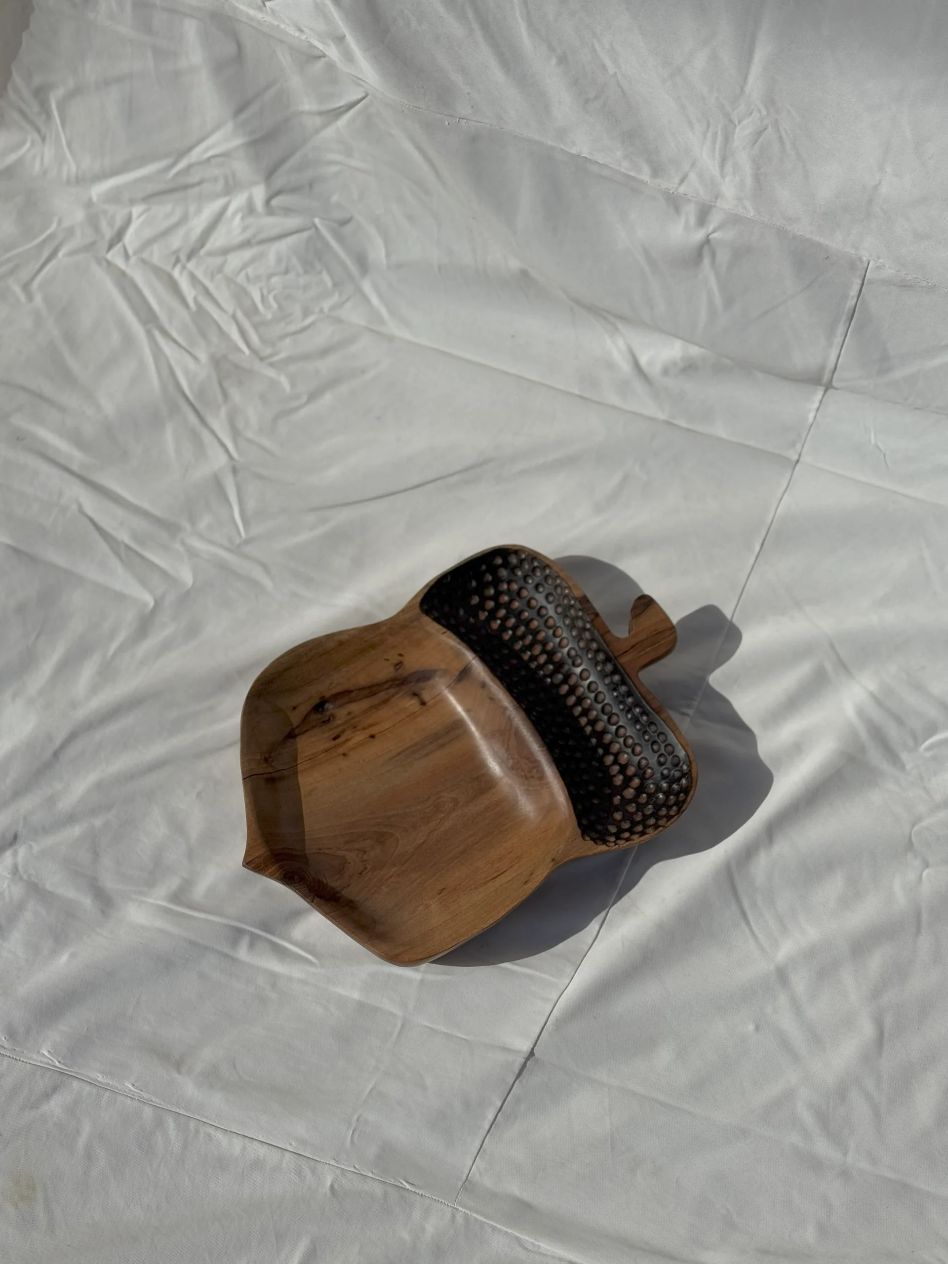 میوه خوری چوبی دست ساز طرح بلوط کیو وود کد 3012 چوب گردو طبیعی