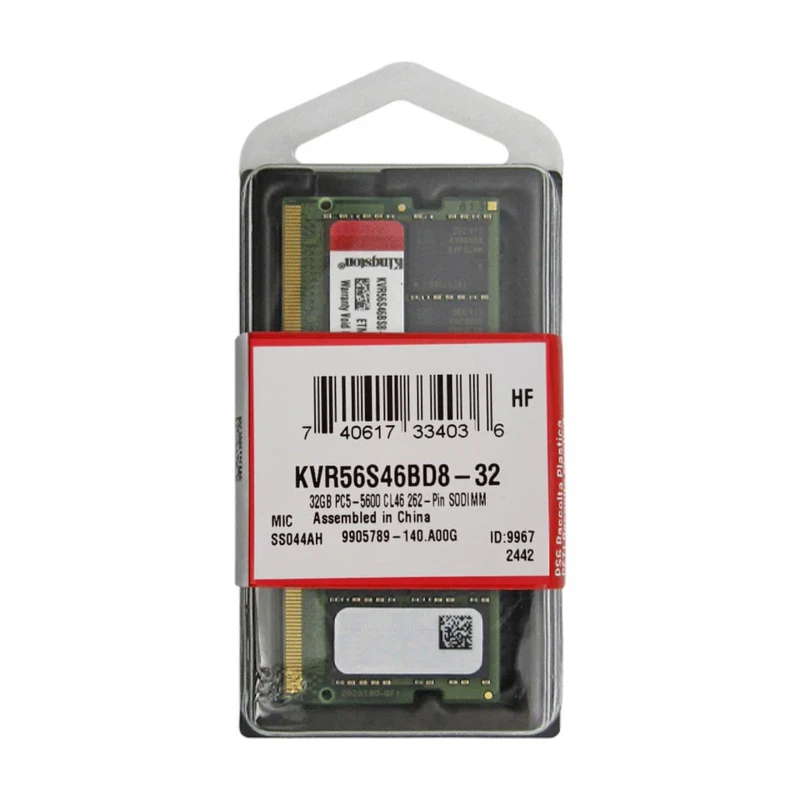 رم لپ تاپ DDR5 تک کاناله 5600 مگاهرتز CL46 کینگستون مدل KVR ظرفیت 32 گیگابایت