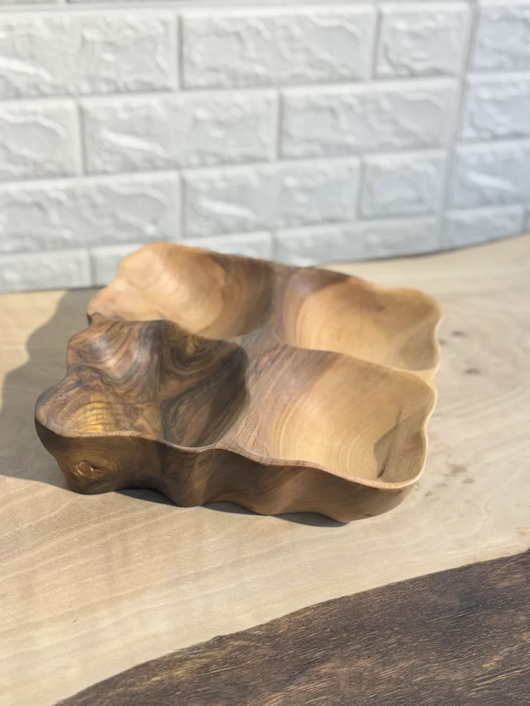 اردو خوری چهار خانه چوبی دست ساز کیو وود کد 3015 چوب گردو طبیعی