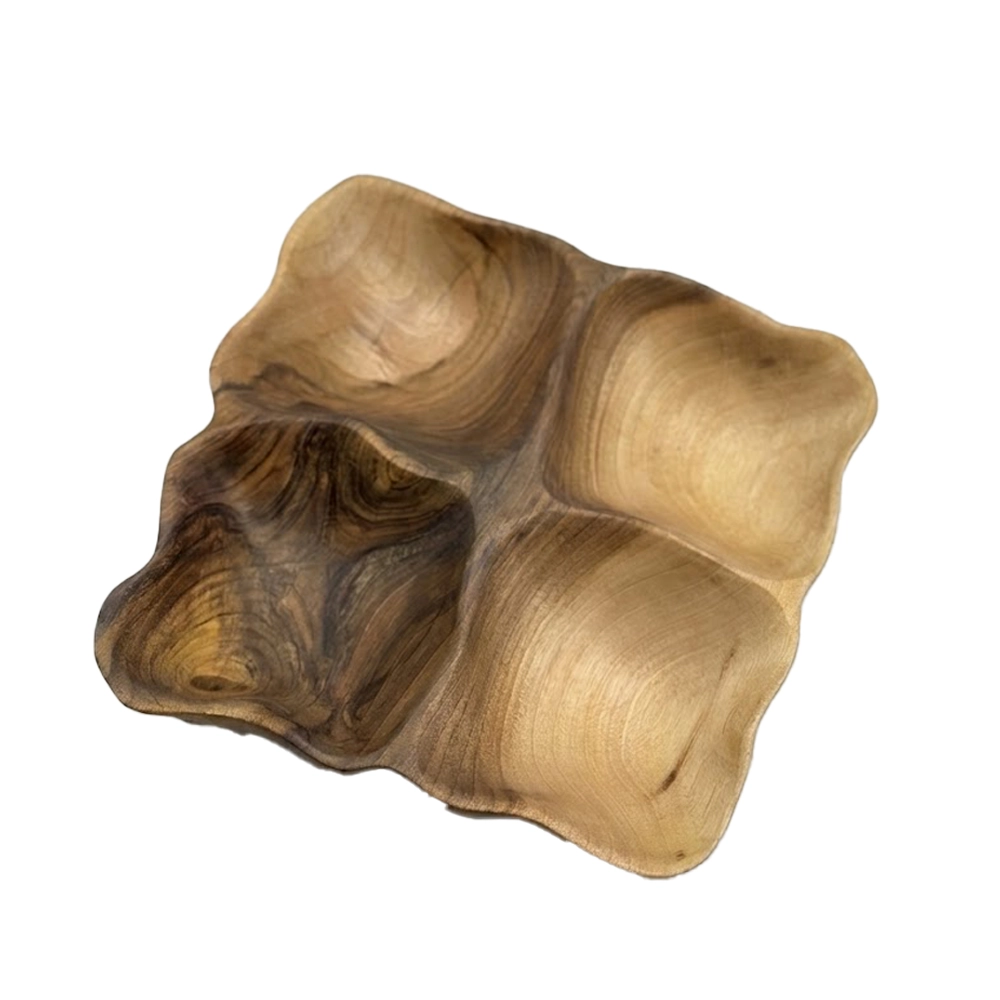 اردو خوری چهار خانه چوبی دست ساز کیو وود کد 3015 چوب گردو طبیعی